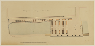 216187 Plattegrond van de Vismarkt met Oudegracht te Utrecht; met weergave van de plaatsen voor de botkarren en het ...